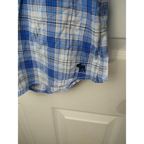 abercrombie and fitch V Button Blue Plaid Button Sleeve Blouse. Size L - Picture 3 of 9